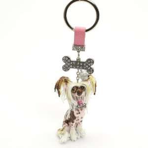 Chinese Crested Dog Keychain Clay Sculpted Dog Lover Gift Collectible 