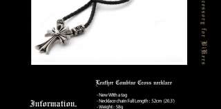 Leather combine Cross pendant necklace Chocker FOR GOTH EMO BIKER PUNK 