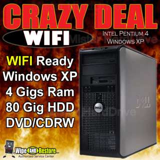 Fast Fresh   Dell Desktop Computer   WIFI   Windows XP   4 GB   GX620 