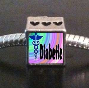 Diabetic Diabetes Photo European Bead Cube Charm  