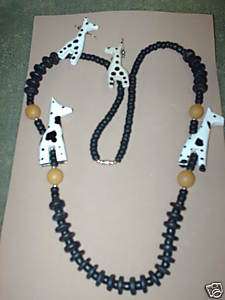 Costume Jewelry Necklace & Earrings Dingo dog/Giraffe?  