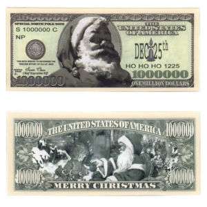 Santa Christmas 1 Million Dollars Bill Notes Lot of 25  