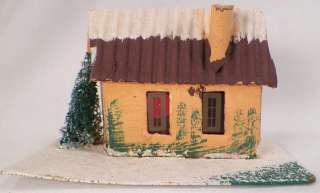   APRICOT CHRISTMAS HOUSE w BROWN ROOF Train Yard Putz Pre War Dollies