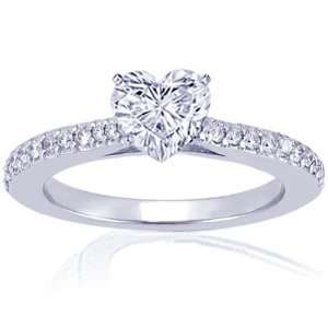 Heart Shaped Diamond Engagement Ring 14K SI1 COLOR H CUTVERY GOOD GIA 