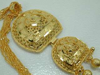 STUNNING DUBAI EAST INDIA 22K 24K Gold gp Baht Earrings Necklace SET 