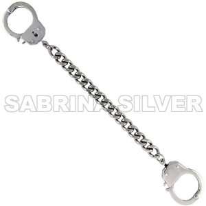 Stainless Steel Curb Cuban Link 7.25 in. Handcuffs Bracelet, 3/8 in 