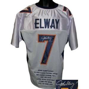  John Elway signed Denver Broncos White Prostyle Stat Jersey  Elway 