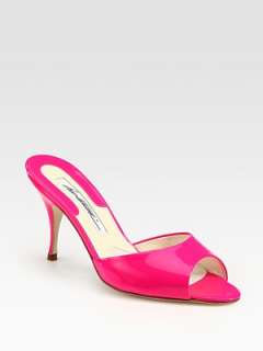 Brian Atwood   Leia Patent Leather Slide Sandals    