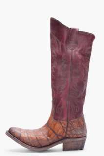 Golden Goose Maroon Calf High Zip Boots for women  