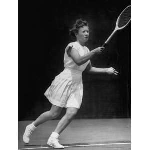  Tennis Player Maureen Connolly, Serving the Ball Stretched 