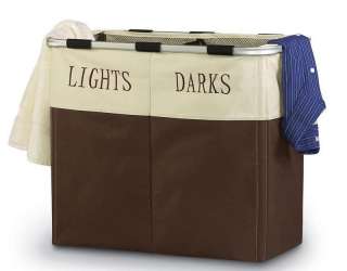 Darks & Lights Dual Brown Laundry Hamper Sorter  