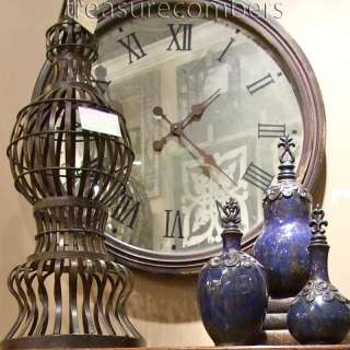 Large French Antiqued Mirror WALL CLOCK Mirrored Face  