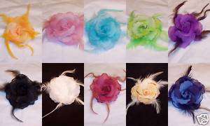 Feather Flower Rose Lapel Pin Brooch Corsage Set NEW  