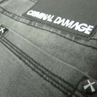 CRIMINAL DAMAGE Snow Wash Grey Skinny Drainpipe Jeans With Stretch 