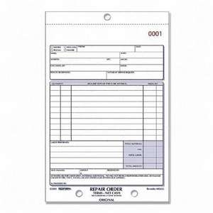 Rediform 4l455 Repair Order Form   50 Sheet[s]   3 Part   Carbonless 