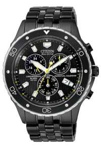   MENS ECO DRIVE PERPETUAL CALENDAR BLACK ION PLATED CHRONOGRAPH WATCH