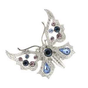  Thalia Blue Crystal Butterfly Stretch Ring Jewelry