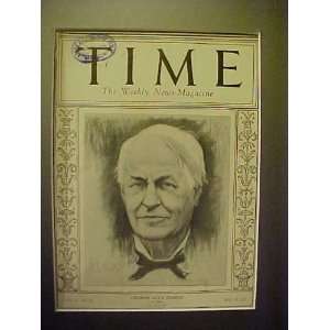 Thomas Edison May 25, 1925 Time Magazine Professionally Matted Cover 