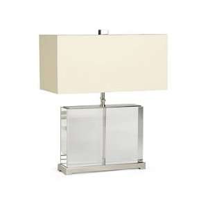 Williams Sonoma Home Crystal Block Lamp, Clear, Large/Wide with Ivory 