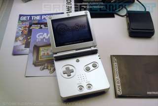 GBA SP GAME BOY ADVANCE SP System Silver In Box + Game 780332087312 