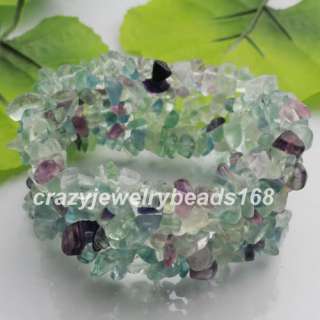 Natural Fluorite Chips Beads Gemstone Bracelet H052  