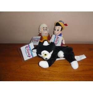  Disney Pinocchio Bean Bag Set Pinocchio Geppetto & Figaro 