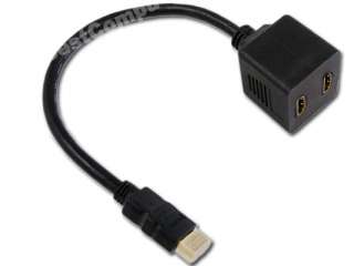 Gold HDMI Y Splitter Cable Adapter 1 Male to 2 Female Two Way 1080P 