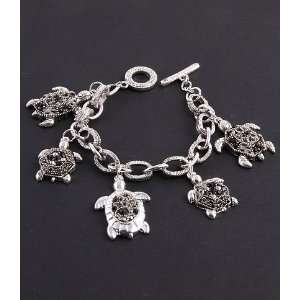  Fashion Jewelry Charm Bracelet with Turtle Pattern Silver 