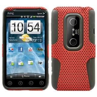HTC EVO 3D SPRINT PCS SPORTY PERFORATED HYBRID CASE RED/BLACK  