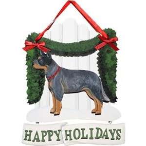  Aust. Cattle Dog Happy Holidays Sign (Picket Fence)