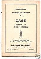 Case Model IR Corn Picker Operators Manual Manual  