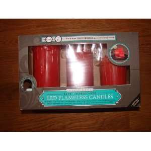  Set of 3 Cranberry Scented LED Flameless Candles   Flicker 
