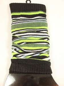 Iris Womens green white black stripes fashion leg warmer socks One 