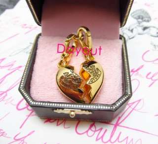 Juicy Couture 2 Pieces of Broken Heart Duo Gold Charm For Bracelet 