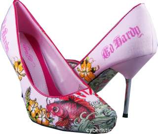Womens Ed Hardy Pink Koi Fish Madrid Pumps Heels Shoes  
