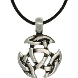  Pewter Celtic Crescent Knot Black Leather Cord Necklace Jewelry