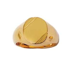  Mens 18K Gold Plated Oval Signet Ring: Jewelry