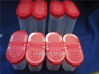 Tupperware Large Small Spice Container Set 8 Red NEW  