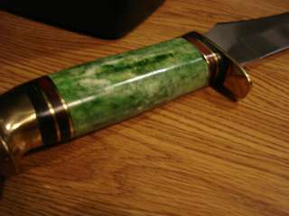   SURGICAL STAINLESS, GENUINE BONE HANDLE GREEN, LEATHER SHEATH  