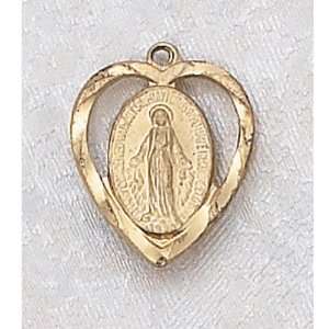   Filled Catholic Miraculous Mary Medal Heart Shaped Necklace: Jewelry