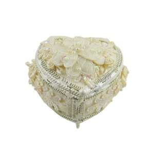  Heart Jewelry Box Victorian Rose Ivory White Shabby Chic 