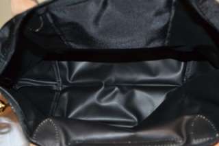 LONGCHAMP NWT Le Pliage Medium Nylon Leather Tote Bag Black Noir Nero 