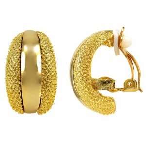  Georgias Texture Clip On Half Hoop Earrings   Gold Tone Jewelry