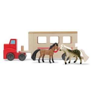  Wooden Toy Horse Trailer with Toy Horses Toys & Games