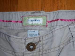 Womens Jrs Maurices Jeans Khaki Cargo Capris Bermuda Shorts Size 13/14 