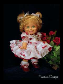 White and Red Sweetheart Pinafore Dress for Galoob Baby Face Doll 