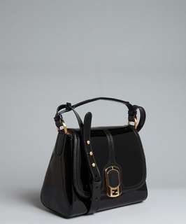 Fendi black patent leather Anna medium shoulder bag