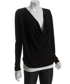 CeCe black cashmere cowl neck sweater