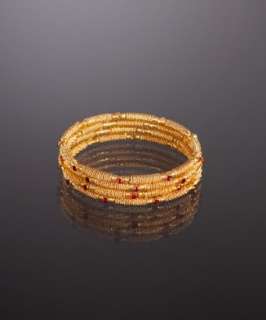 Chamak by Priya Kakkar Set of 4   burgundy and gold bangles   