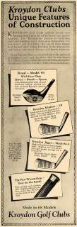 1926 Ad Kroydon Golf Club Models Jigger Midiron Royal   ORIGINAL 